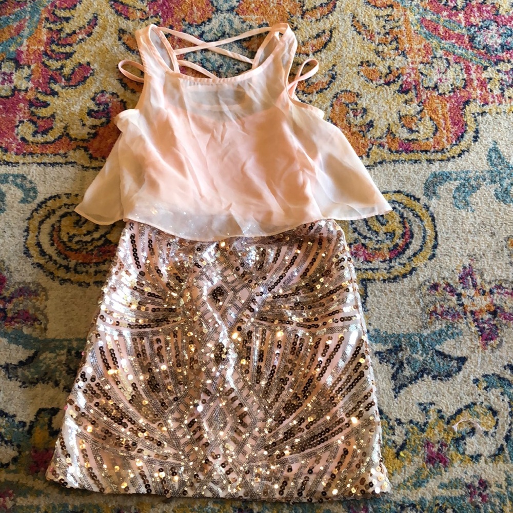 Blush and gold dress